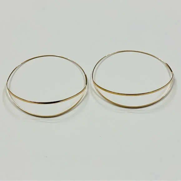 Lana Jewelry 14K yellow Gold Flirt Split hoops 3" long - Picture 4 of 16